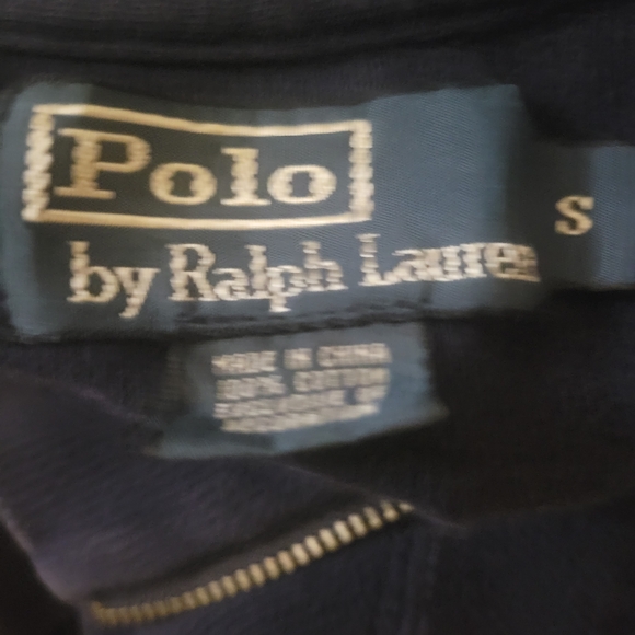 Ralph Lauren Navy Quarter-Zip Pullover with Red Pony - Picture 3 of 3